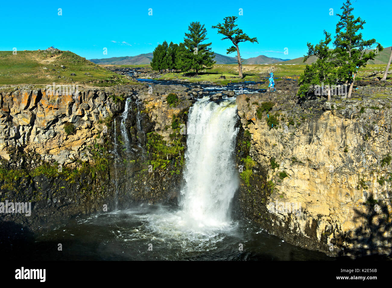 Orkhon Waterfall, Orchon Valley, Khangai Nuruu National Park, Övörkhangai Aimag, Mongolia Stock Photo