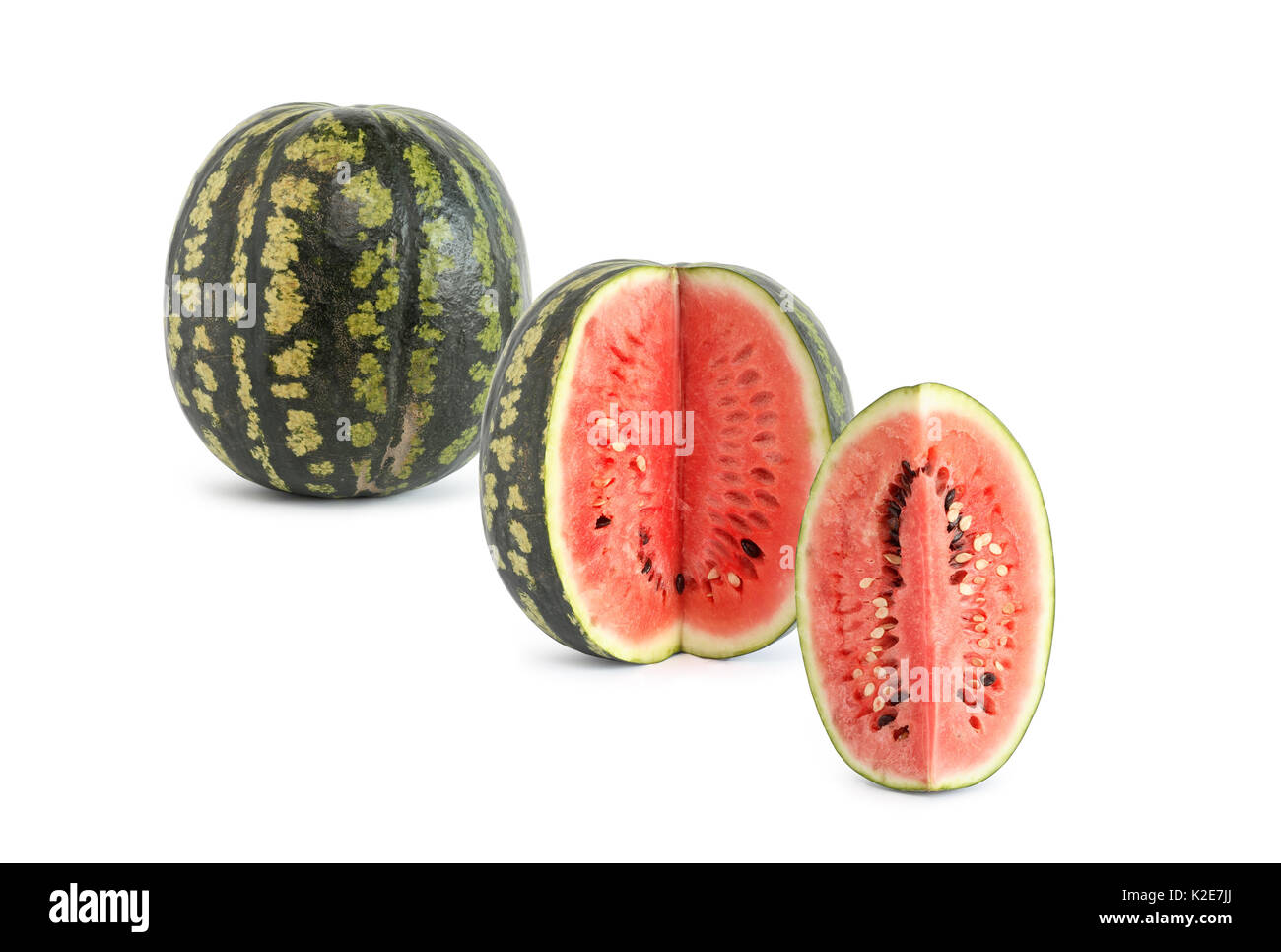 Two freshness watermelons on white background Stock Photo