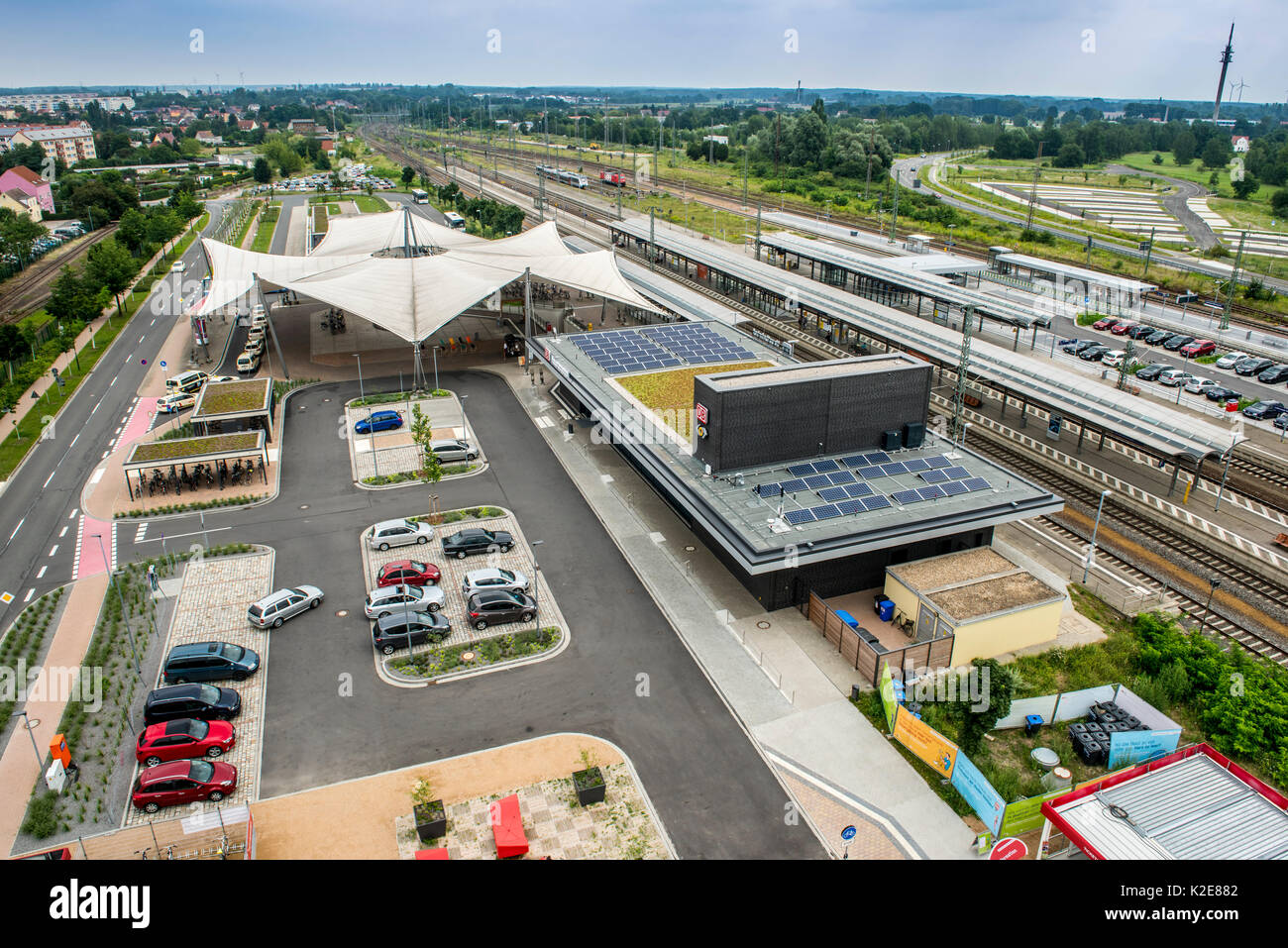 Environmentally friendly railway station, Wittenberg, Saxony-Anhalt, Germany Stock Photo