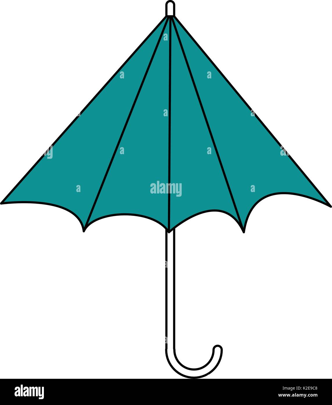 flat line monocromatic  umbrella over white  background vector illustration Stock Vector