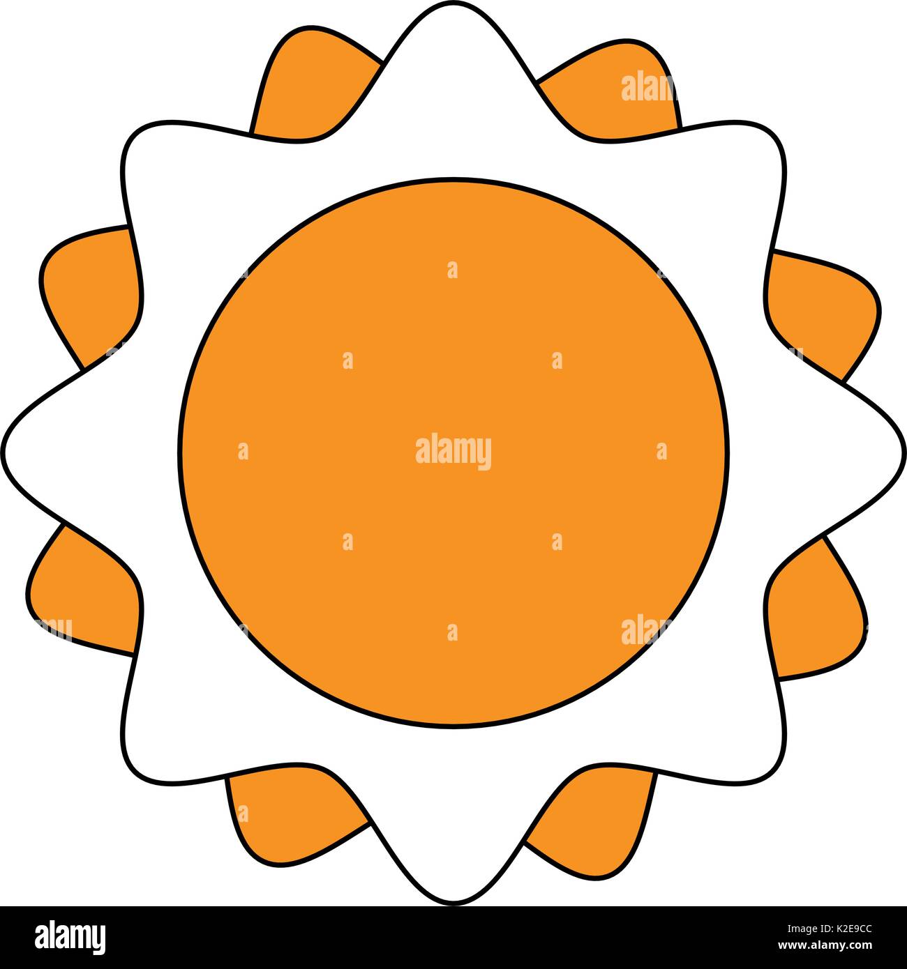 flat  line monocromatic sun over white background vector illustration Stock Vector
