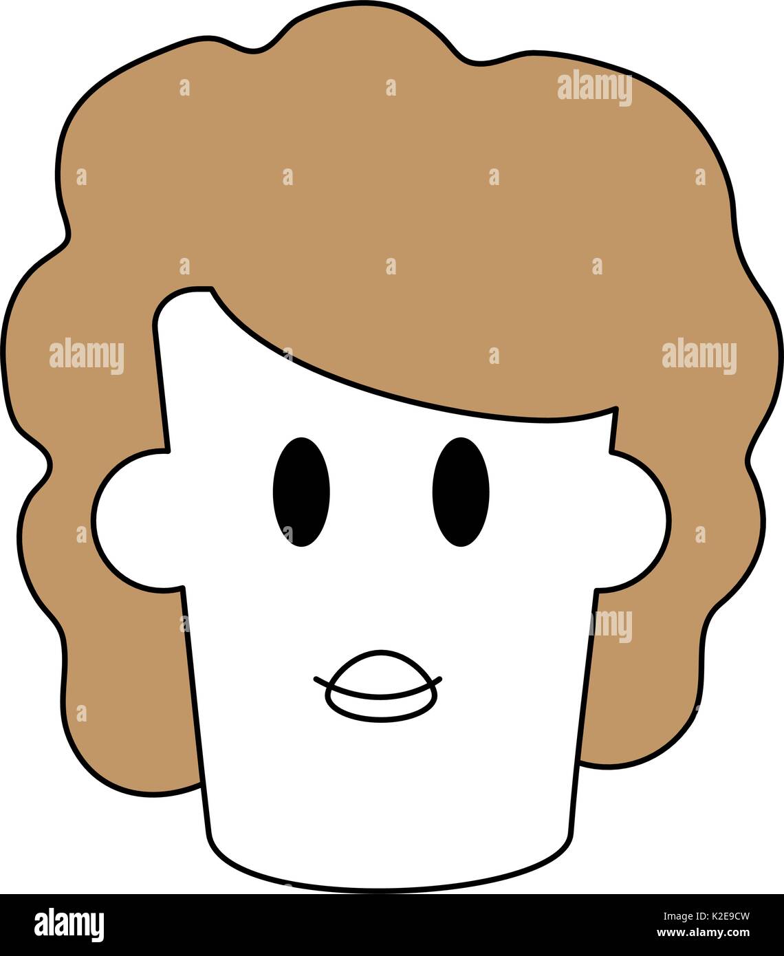 flat line monocromatic woman head over white background vector ...