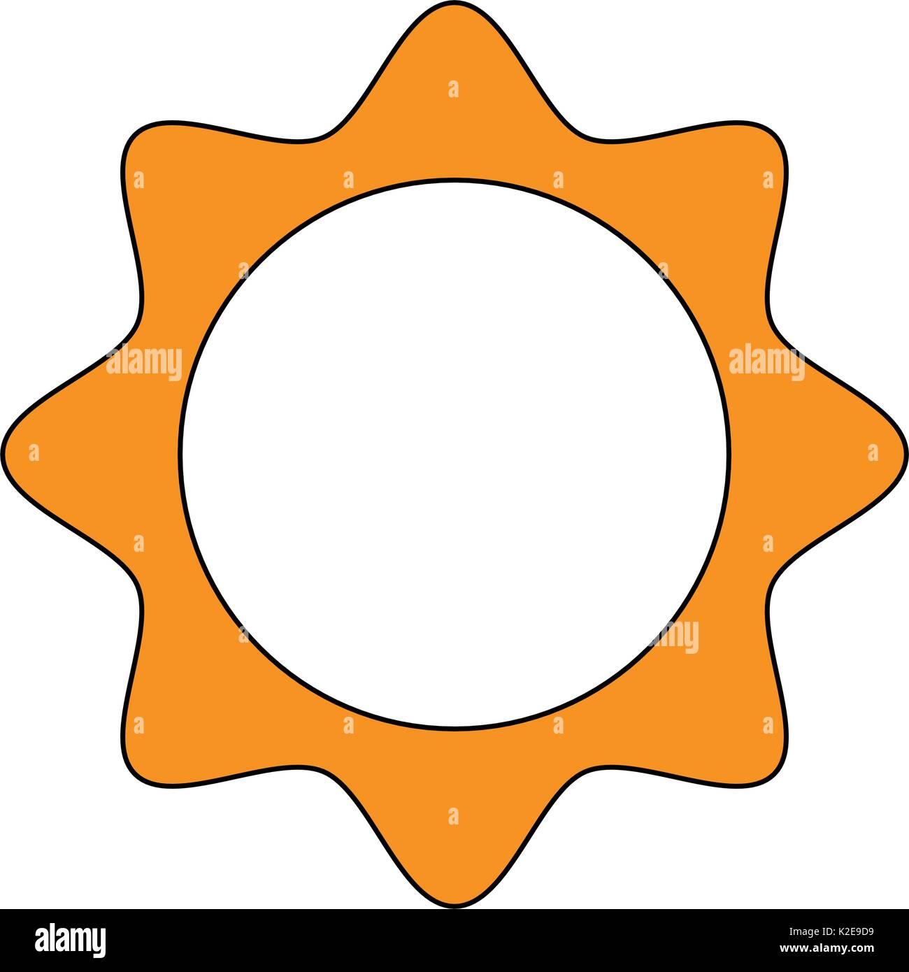 flat line monocromatic sun  over white  background vector ilustration Stock Vector