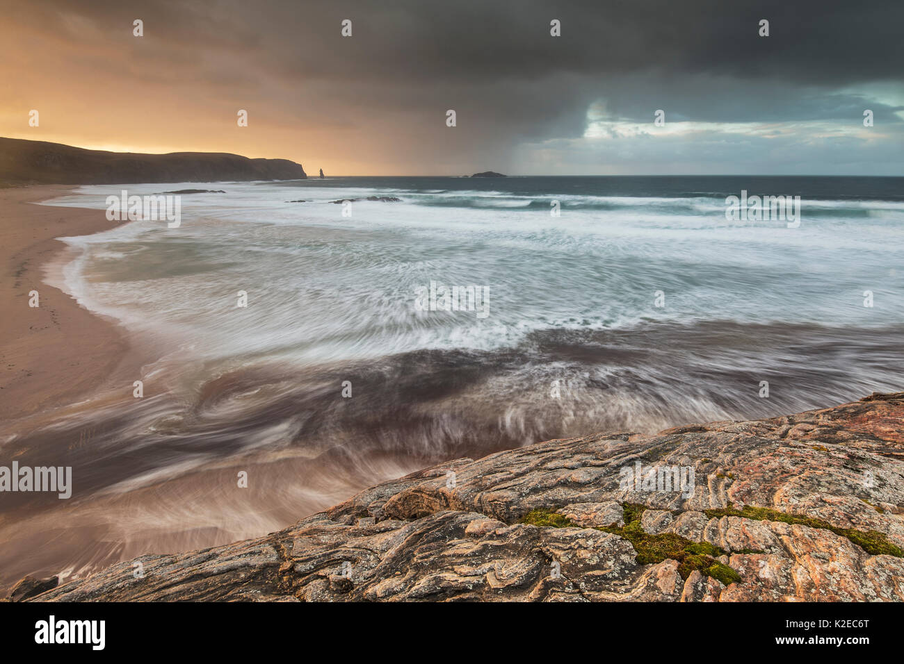 Sandwood Bay in stormy light, Sutherland, Scotland, UK, December 2014. Stock Photo