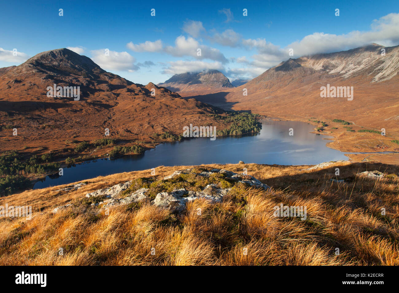 Sgurr Dubh, Liathach and Beinn Eighe from above Loch Clair, Torridon, Highlands, Scotland, UK, November 2014. Stock Photo