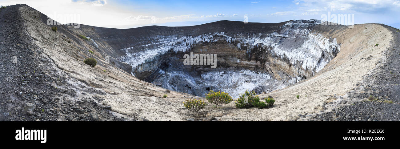 Panoramic view across the crater of Ol Doinyo Lengai, known locally as The Mountain of God, Rift Valley, Tanzania.  It is still an active volcano. Stock Photo