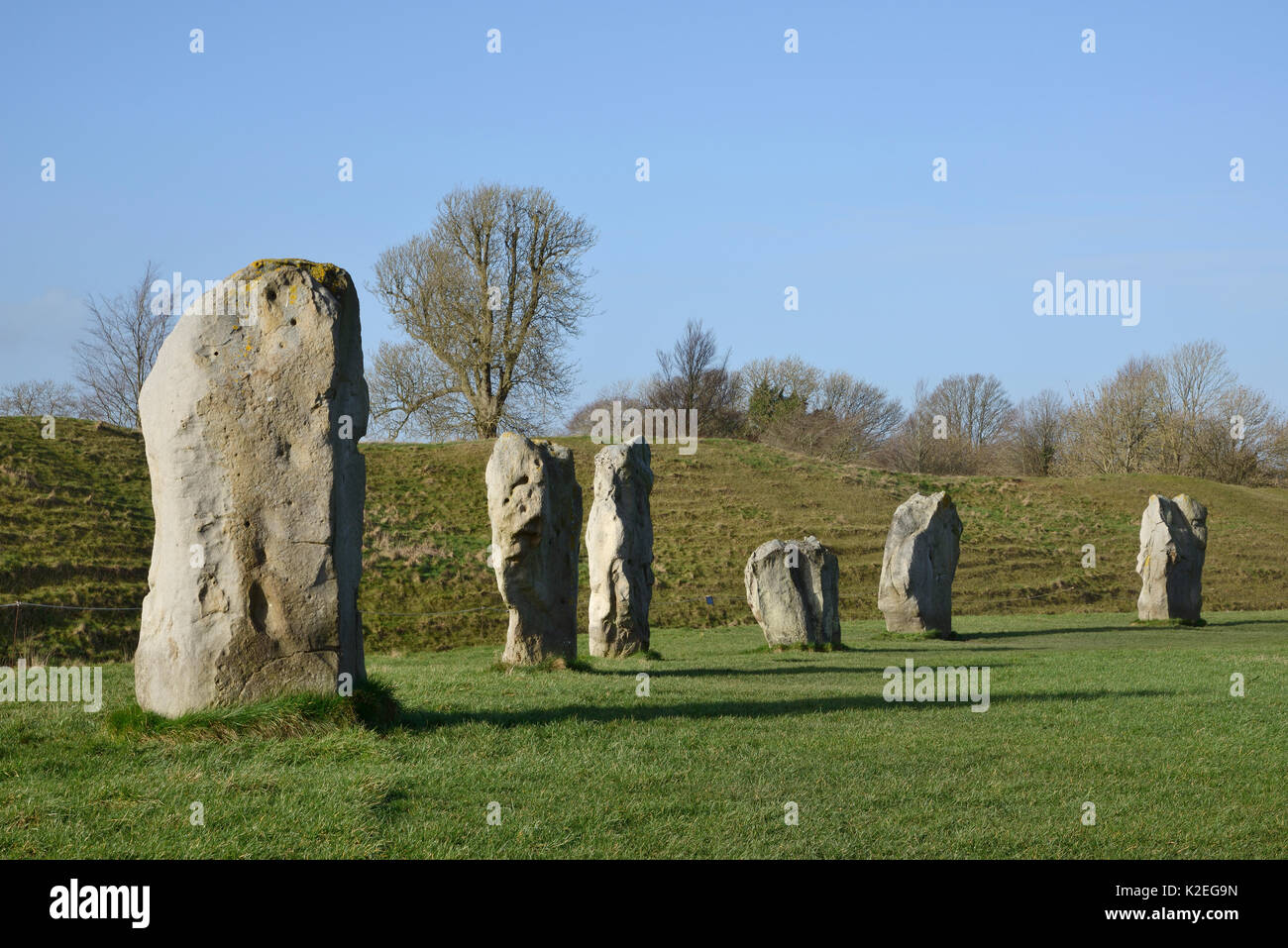 Neolithic megaliths, Avebury Stone Circle, Wiltshire, UK, February 2014. Stock Photo