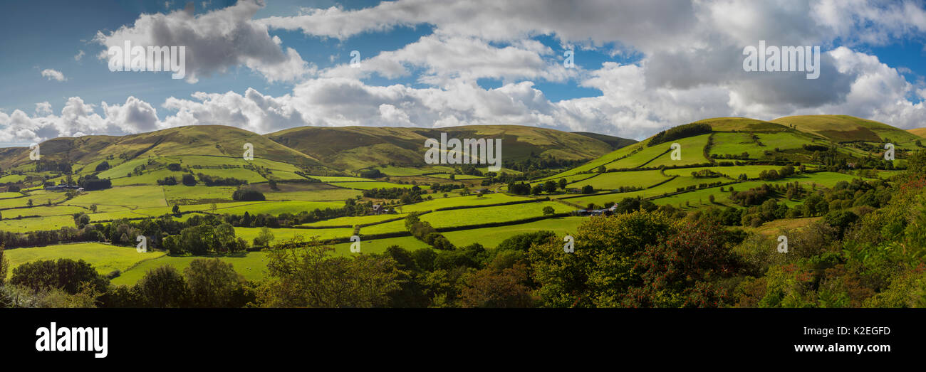 Panoramic of Brecon Beacons National Park, Monmouthshire, Wales, UK. September 2012. Stock Photo