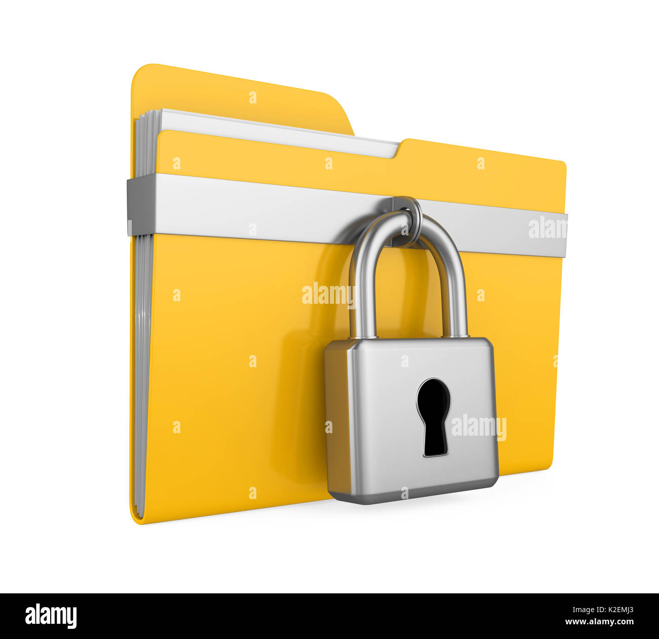 Computer Folder and Lock Isolated Stock Photo