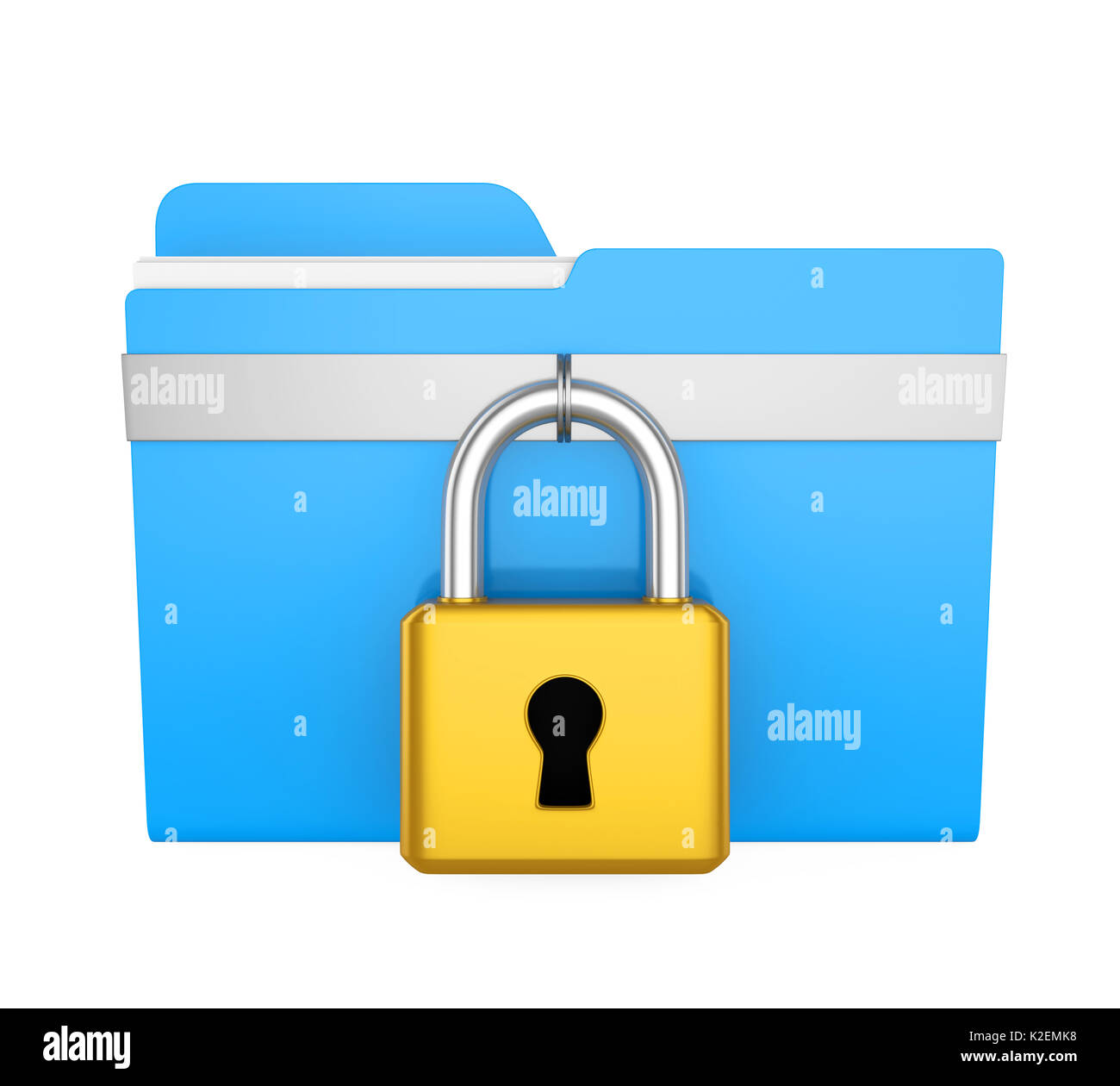 Computer Folder and Lock Isolated Stock Photo
