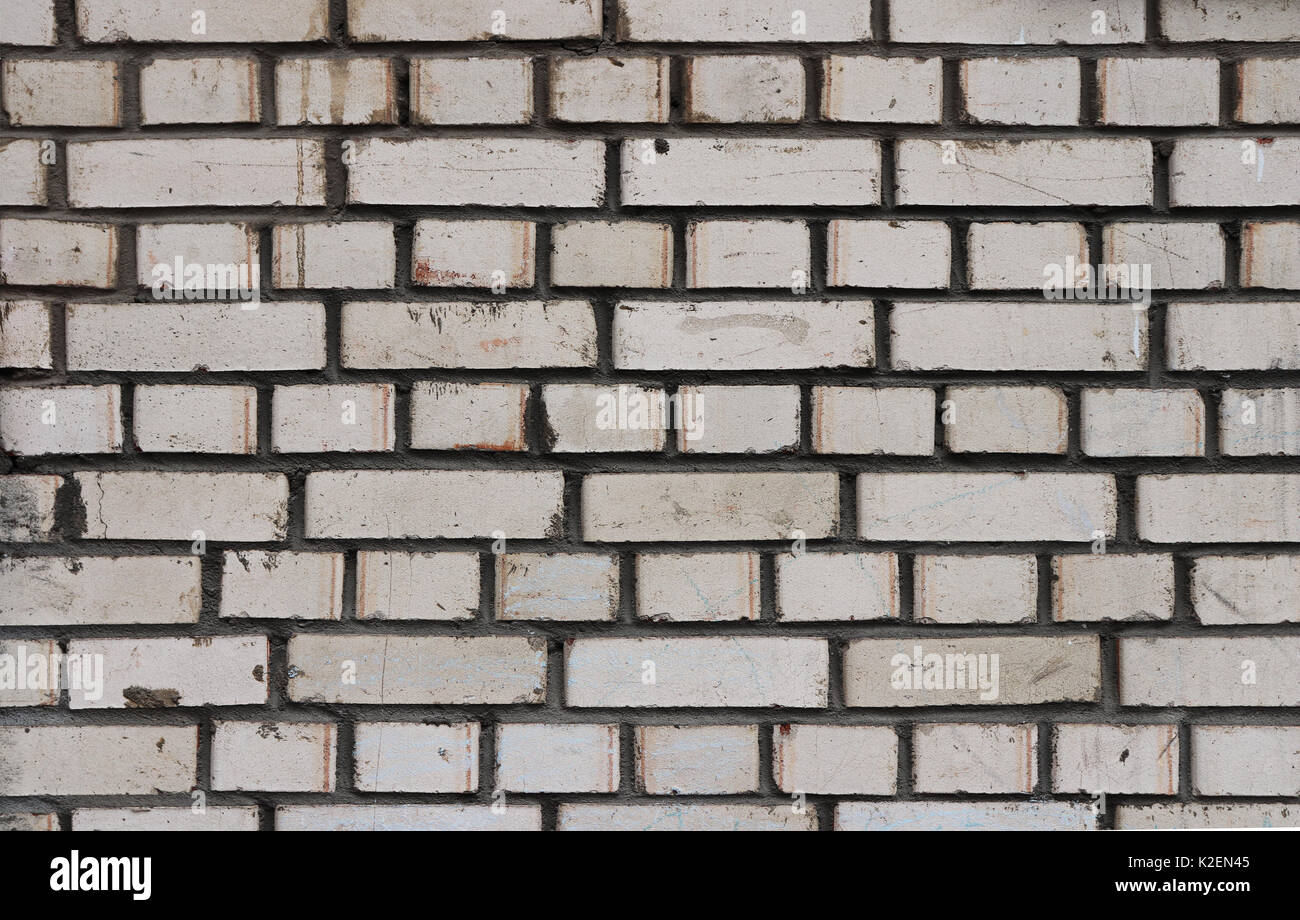 White bricks wall texture with cement stains Stock Photo Alamy
