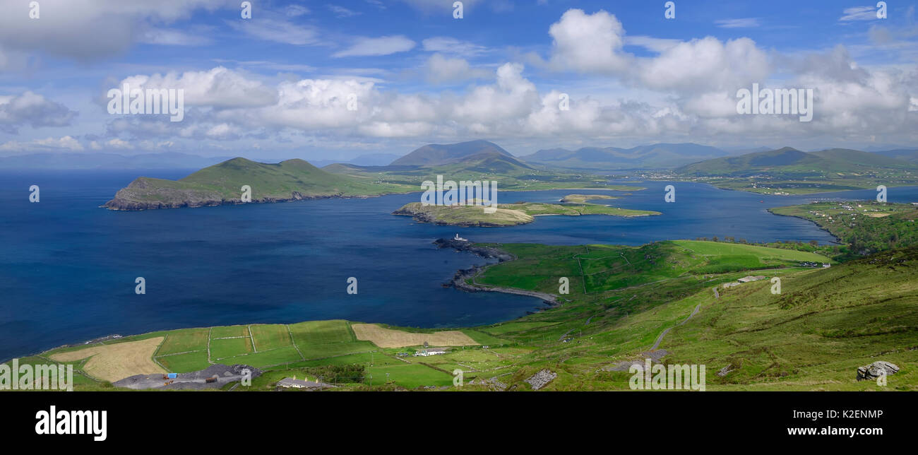 View of Valencia Island from Fogher Cliffs, Valencia Island, County Kerry, Republic of Ireland. June 2014. Stock Photo