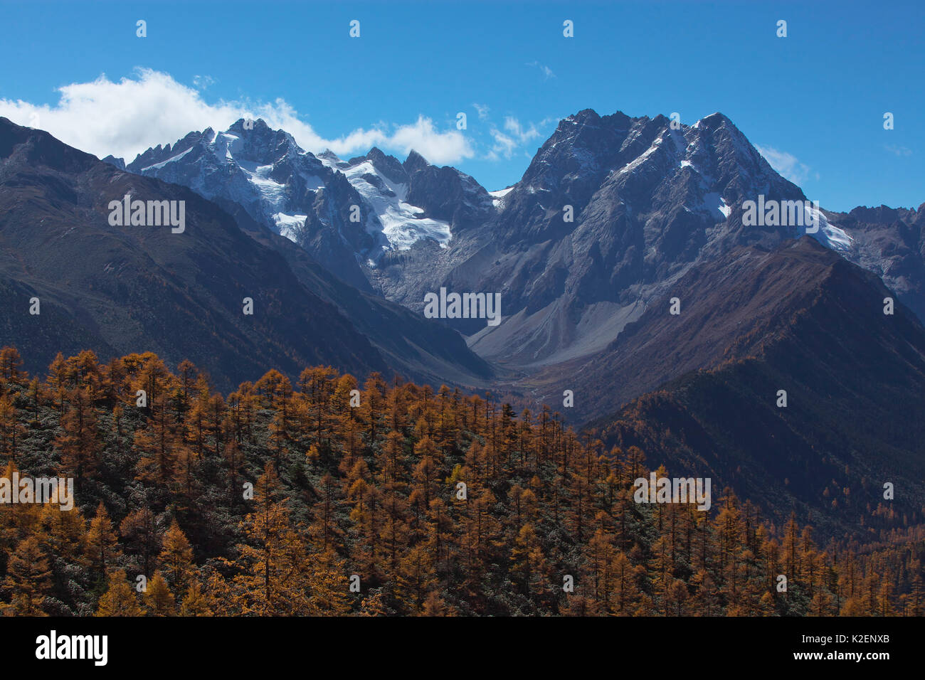 Landscape of Baima Snow Mountain, Yunnan Province, China. October 2009 Stock Photo
