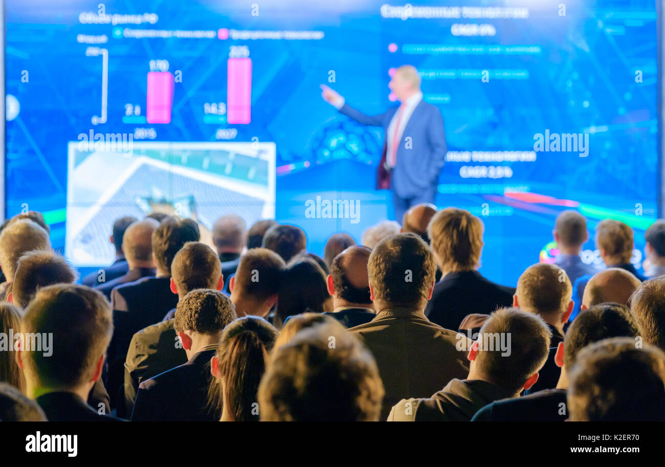 Audience listens to the lecturer Stock Photo - Alamy