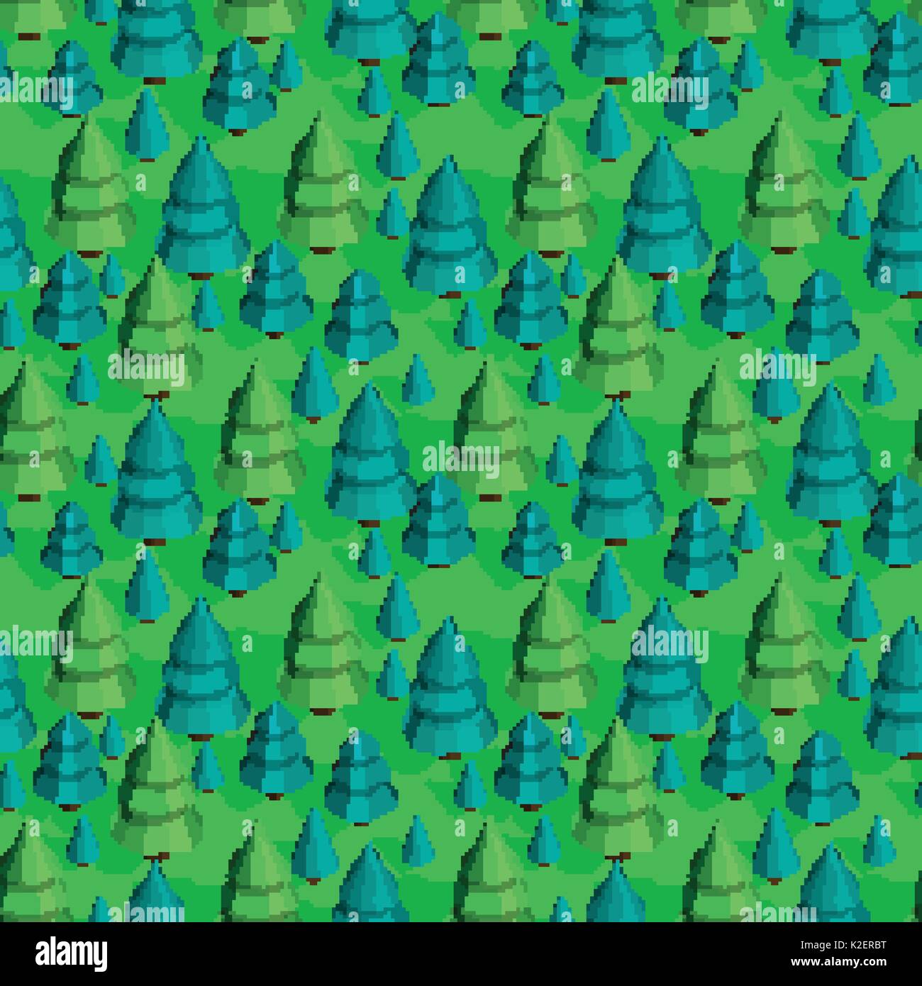 Seamless pattern with isometric trees Stock Vector