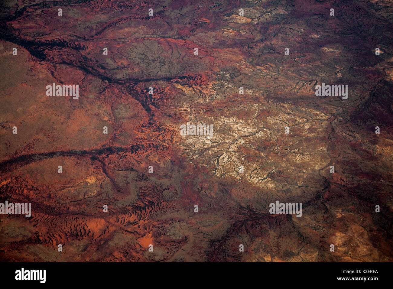 View from plane of Gibber landscape, Western Australia, Newman, Western Australia, November. Stock Photo