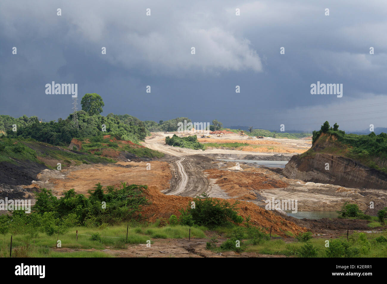 Open cast coal mine, Balipanap, East Kalimantan, Borneo. June 2010. Stock Photo