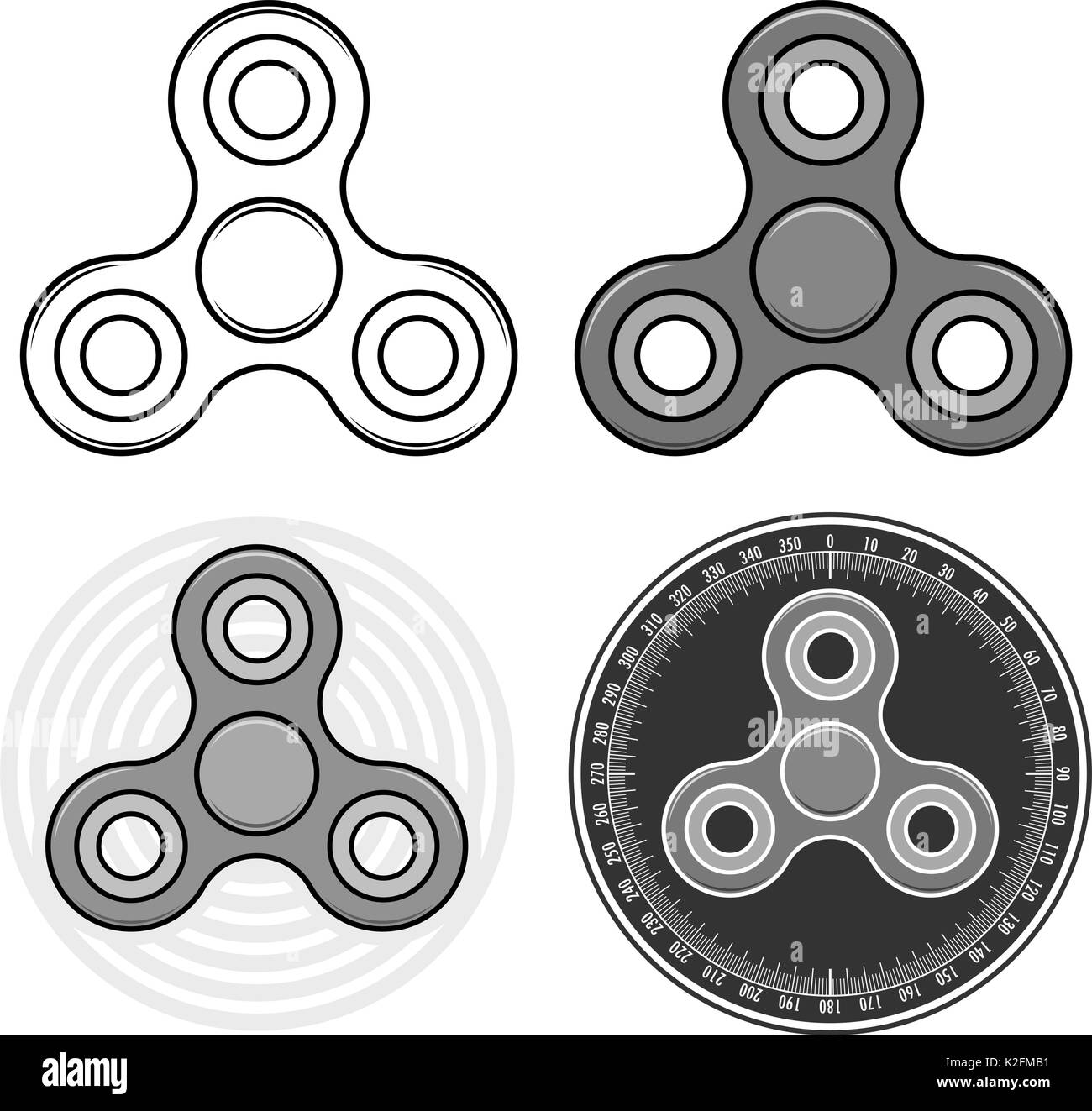 Fidget spinner toys set. Isolated vector icons Stock Vector