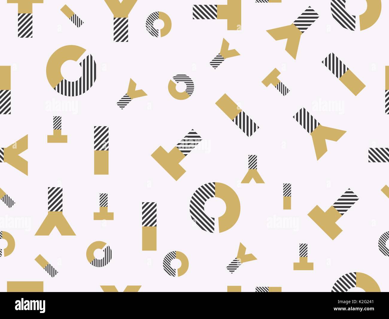 Letters seamless pattern with stripes. Vector illustration Stock Vector