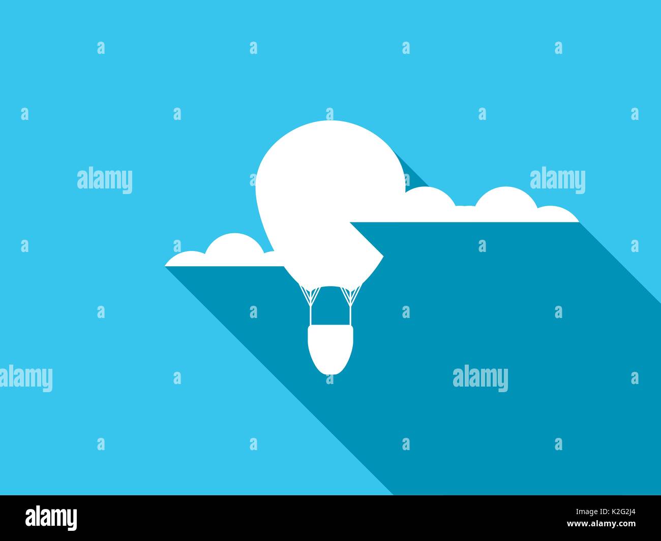 Hot air balloon flat with long shadow. Vector illustration Stock Vector ...