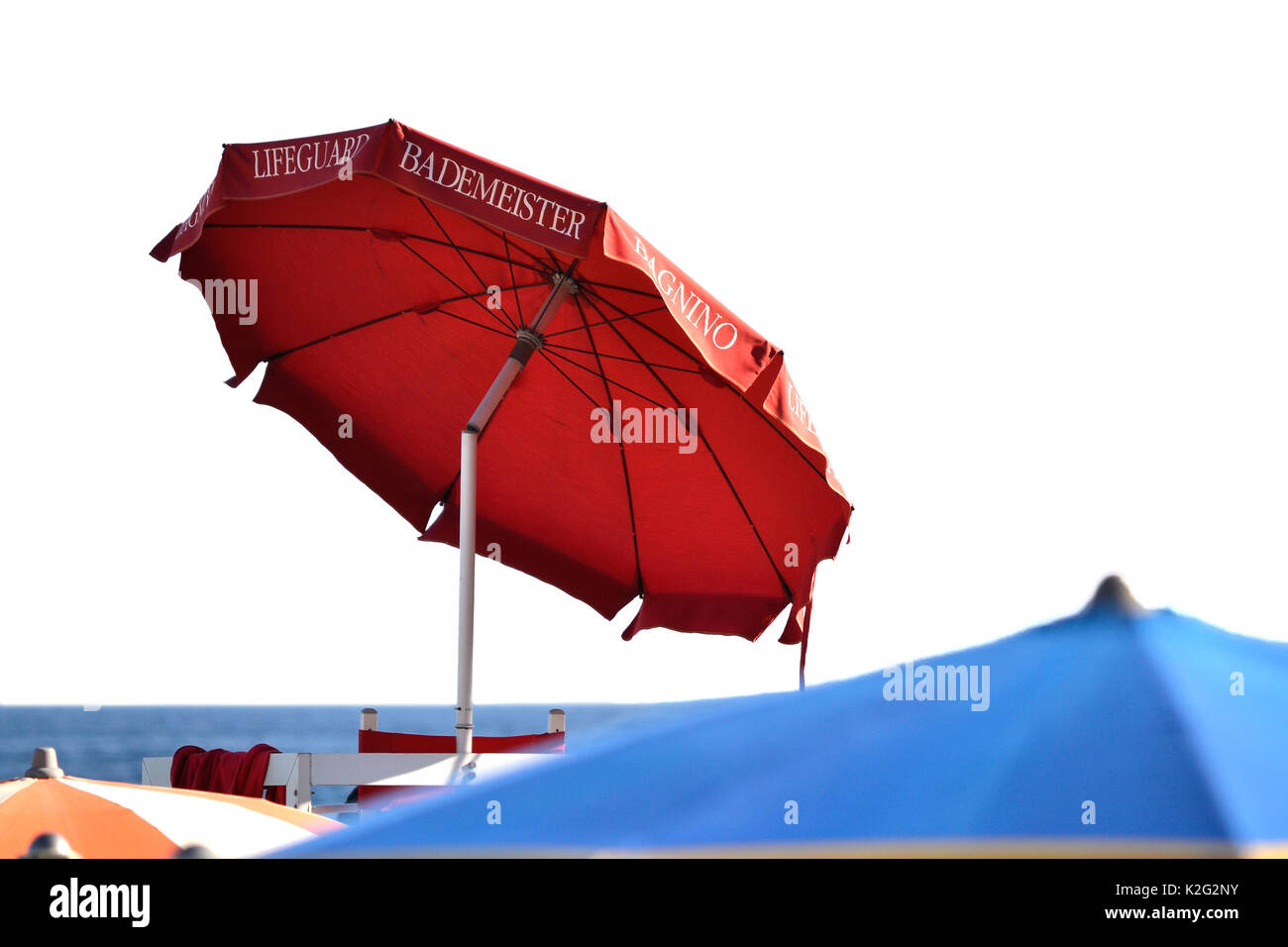 summer beach umbrella lifeguard Stock Photo