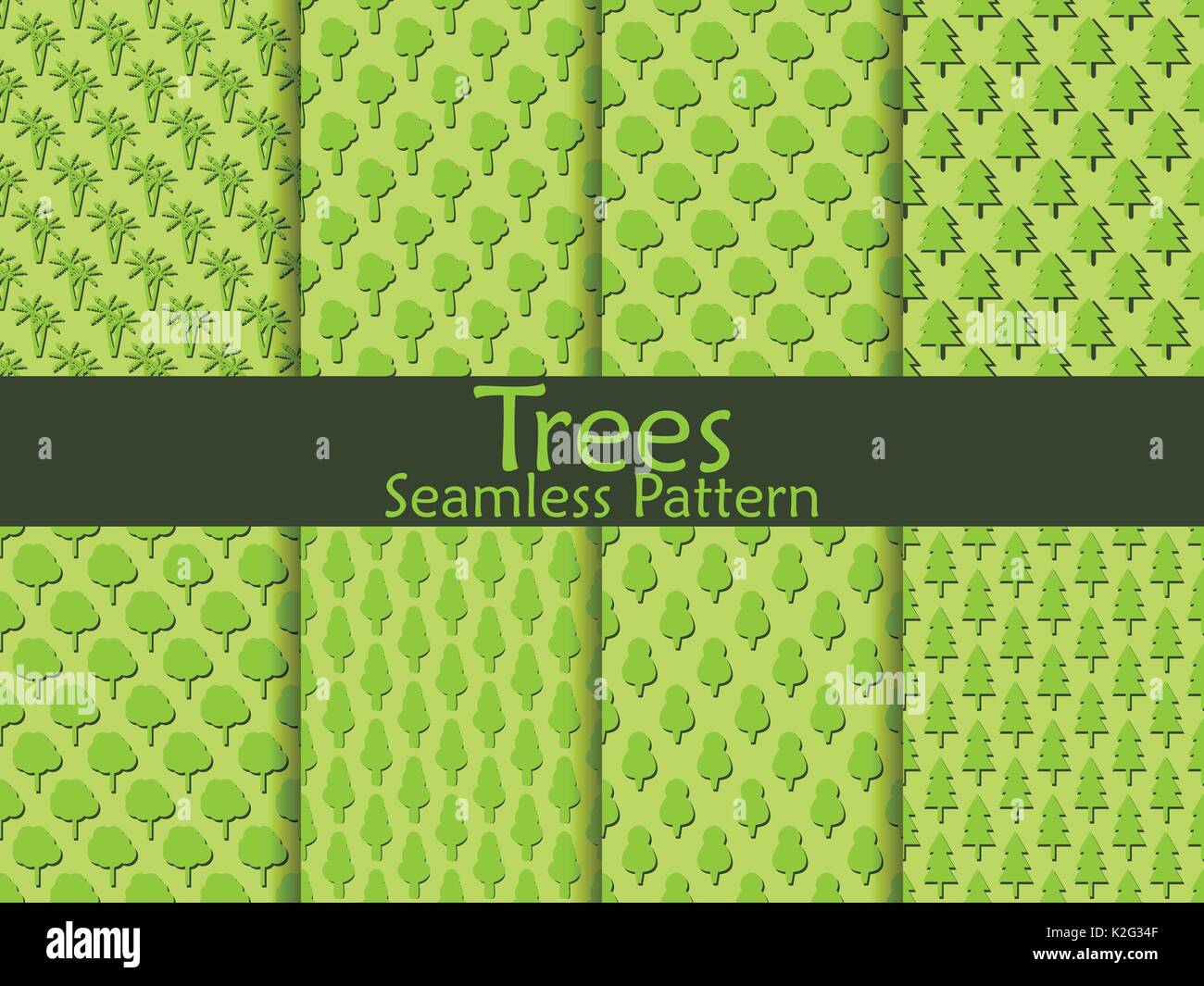 Flat trees seamless pattern set. Vector illustration Stock Vector Image ...