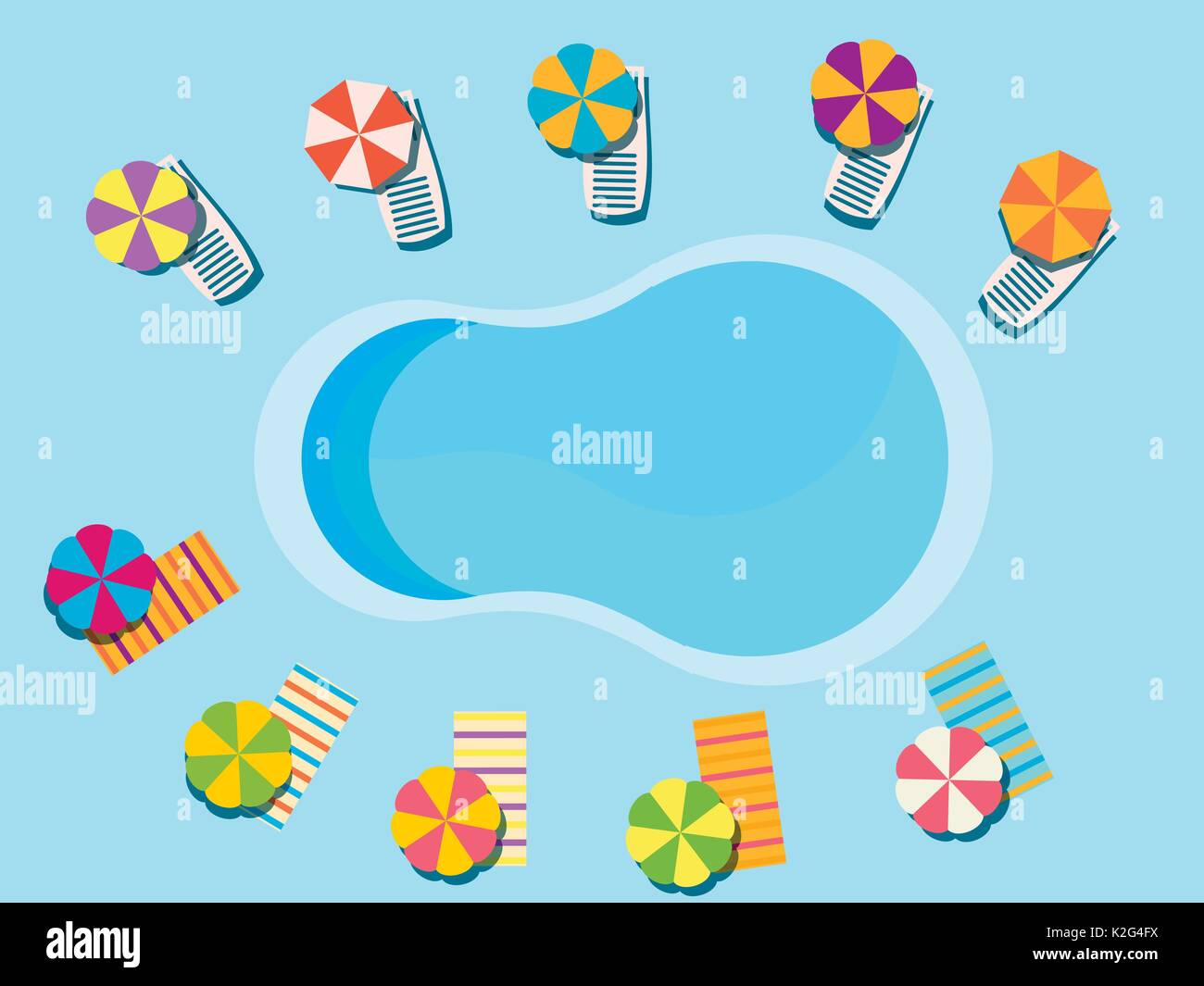 Swimming Pool Top View Sunbeds And Umbrellas From The Sun Rest At Stock Vector Image Art Alamy
