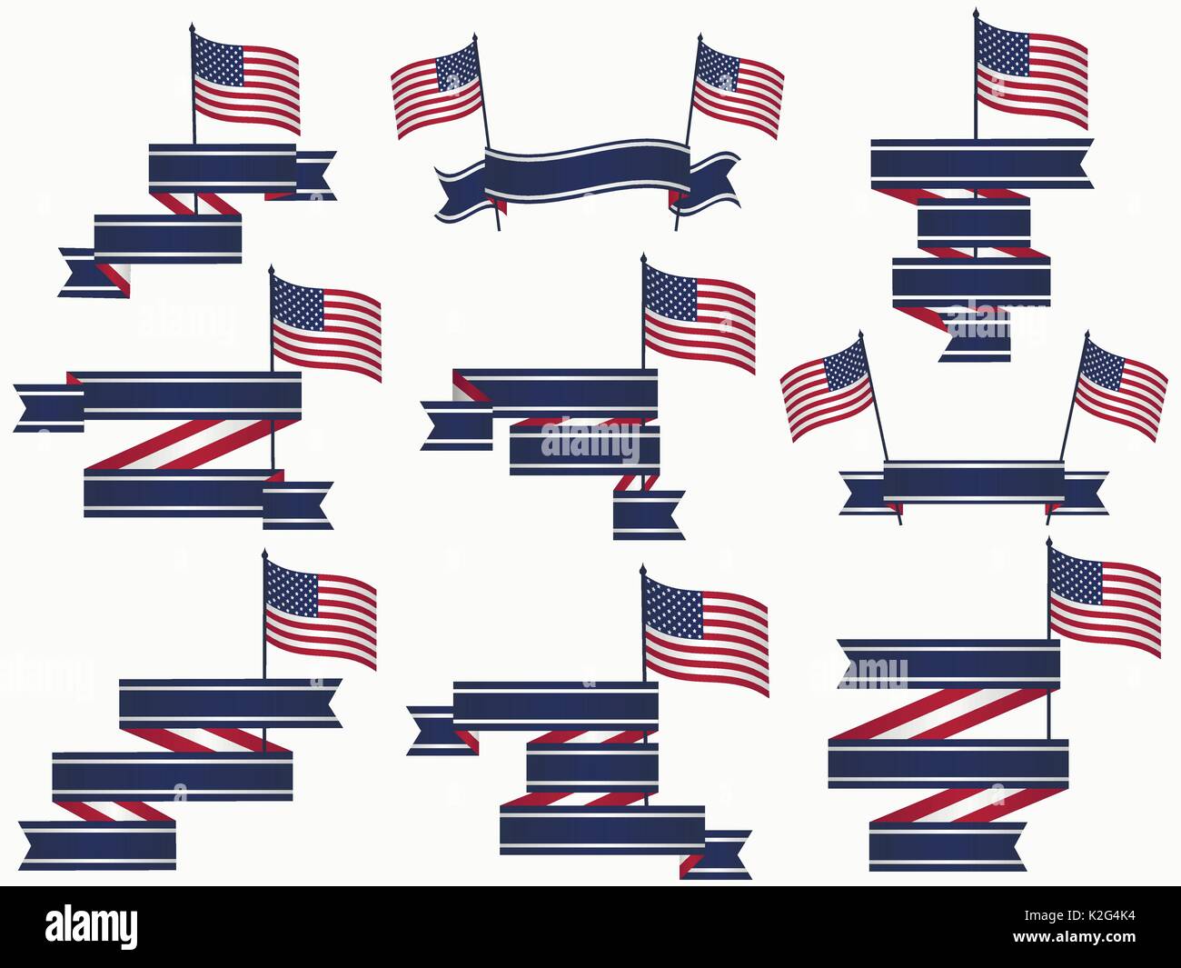 Ribbons and American flag isolated on white background. Patriotic logo ...
