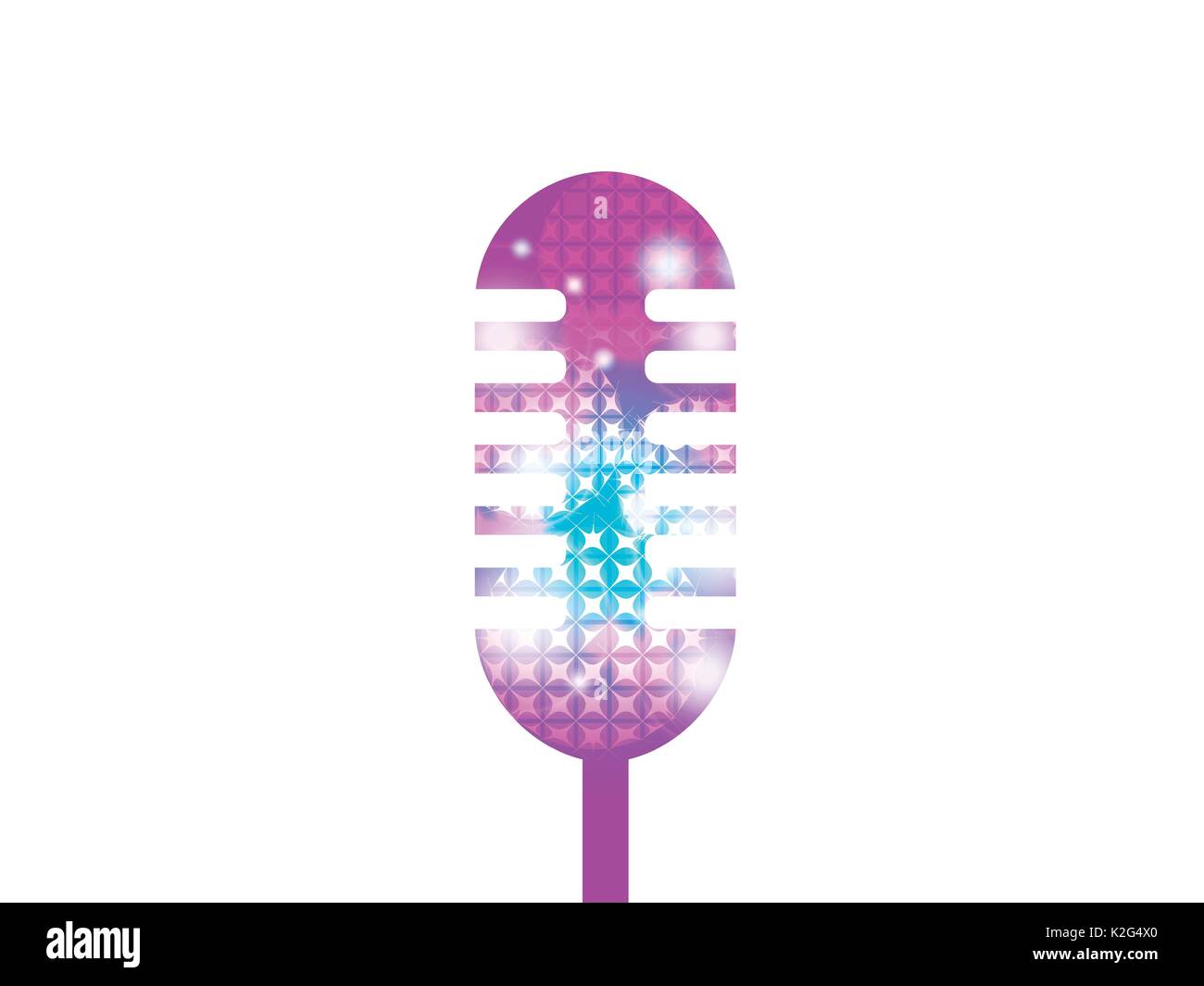 Karaoke microphone isolated on white background. Microphone for posters, parties. Vector illustration Stock Vector