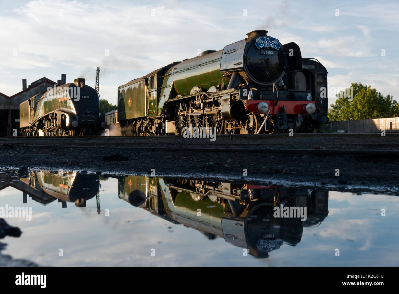 Flying Scotsman and Union of South Africa, Historic British Steam Locomotives Stock Photo