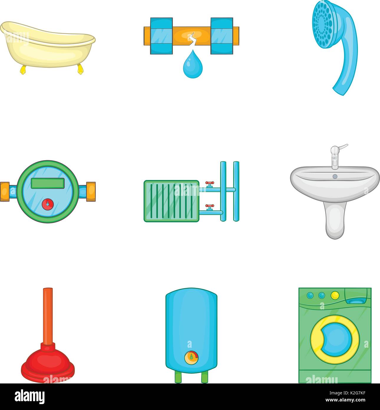 Bathroom icons set, cartoon style Stock Vector Image & Art - Alamy