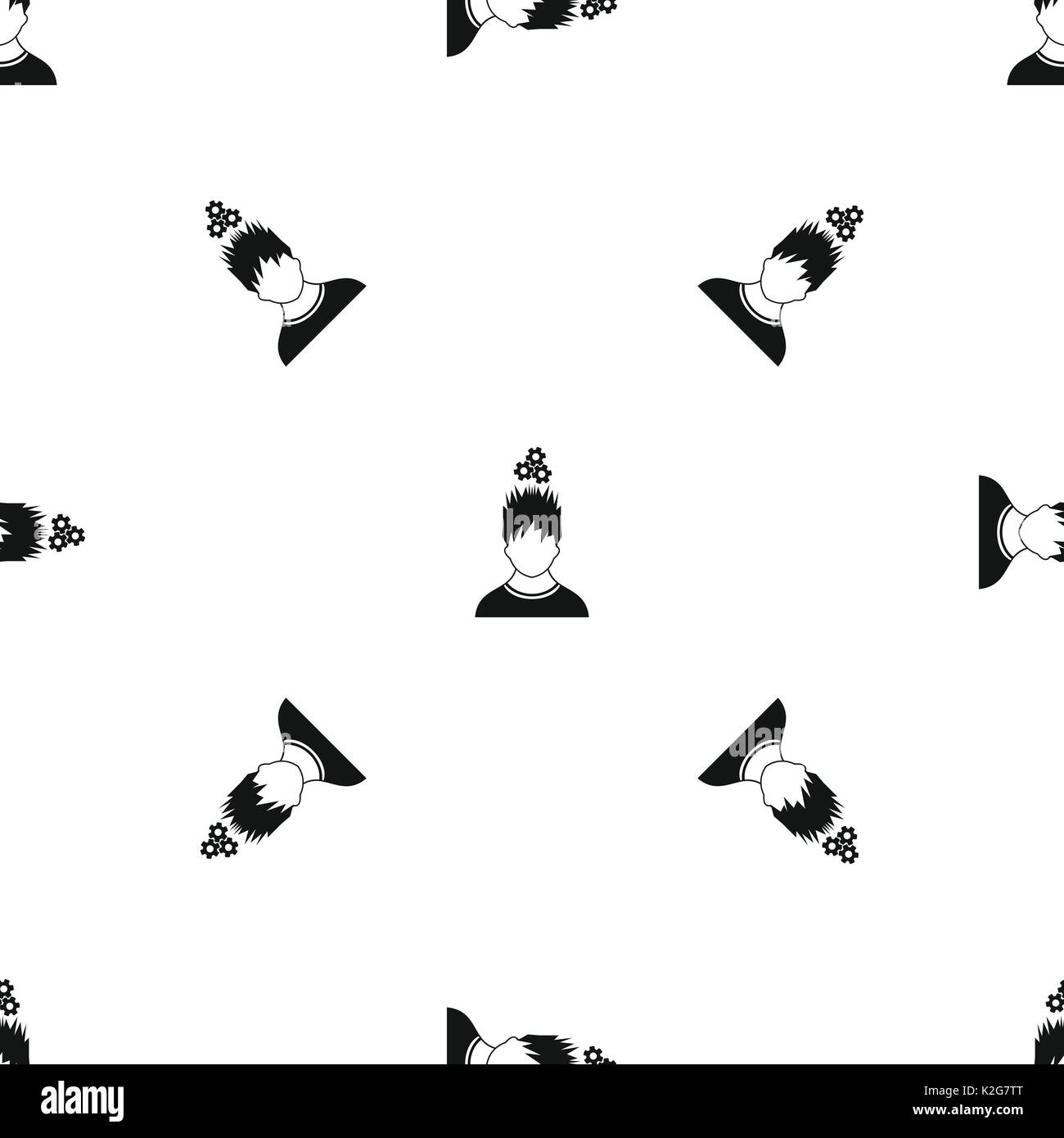 Man with metal gears over head pattern seamless black Stock Vector ...