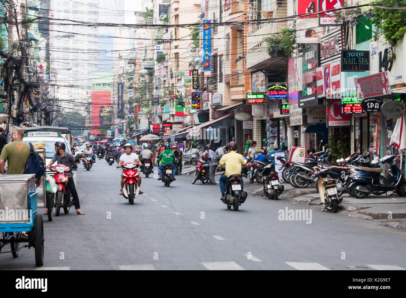 Busy Bui Vien street, Ho Chi Minh City (Saigon), Vietnam Stock Photo ...