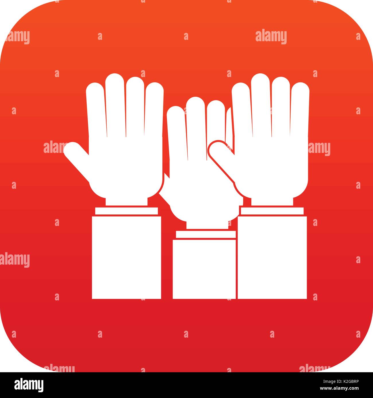 Different people hands raised up icon digital red Stock Vector Image ...