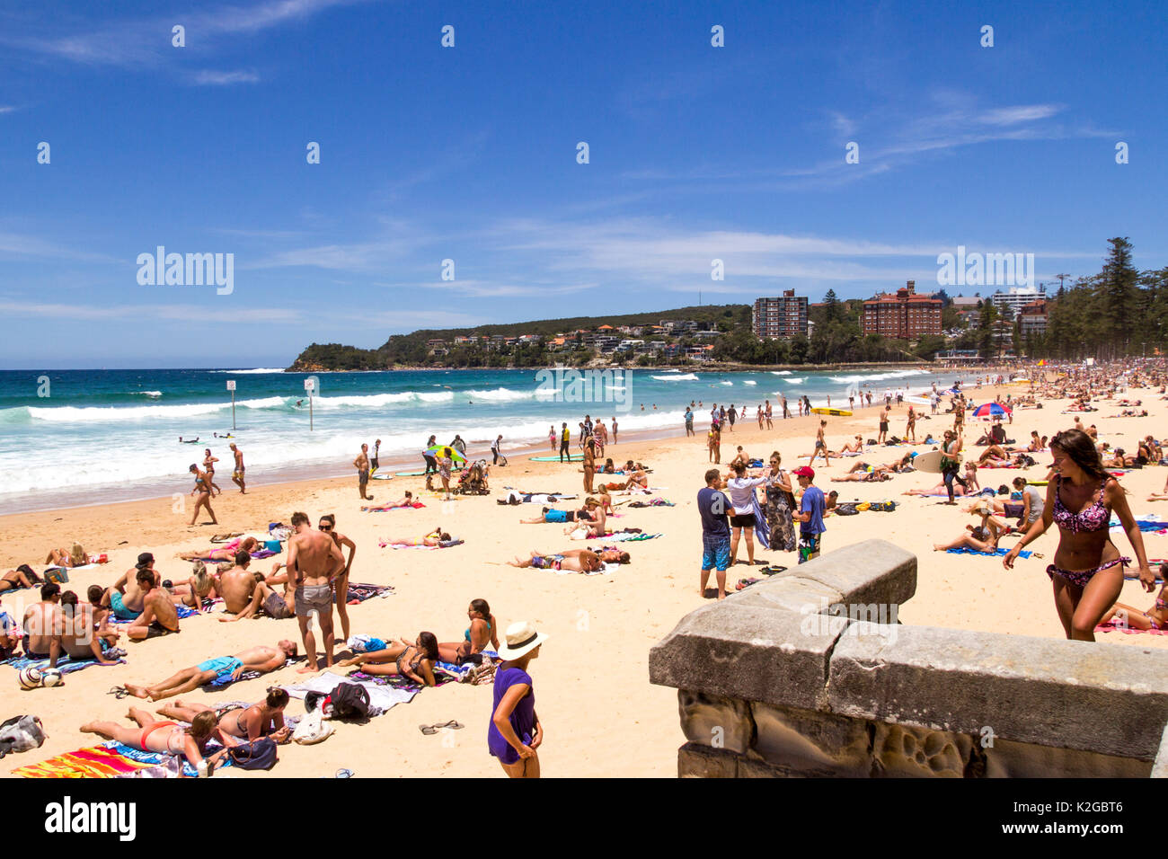 Manly beach, Sydney, Australia on busy, sunny day. Stock Photo