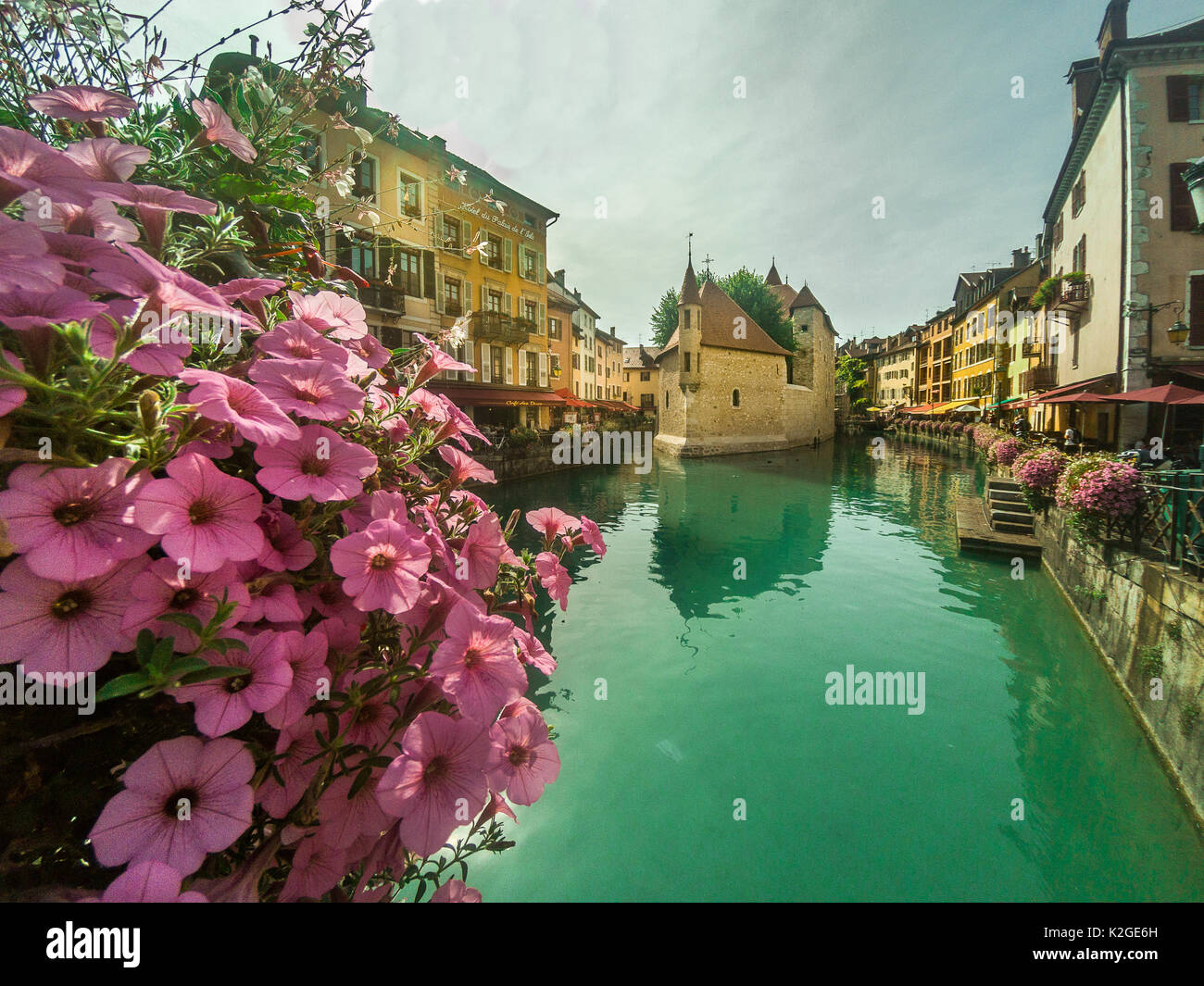 Annecy Le Vieux canal and Medieval old Town architecture a beautiful travel destination for