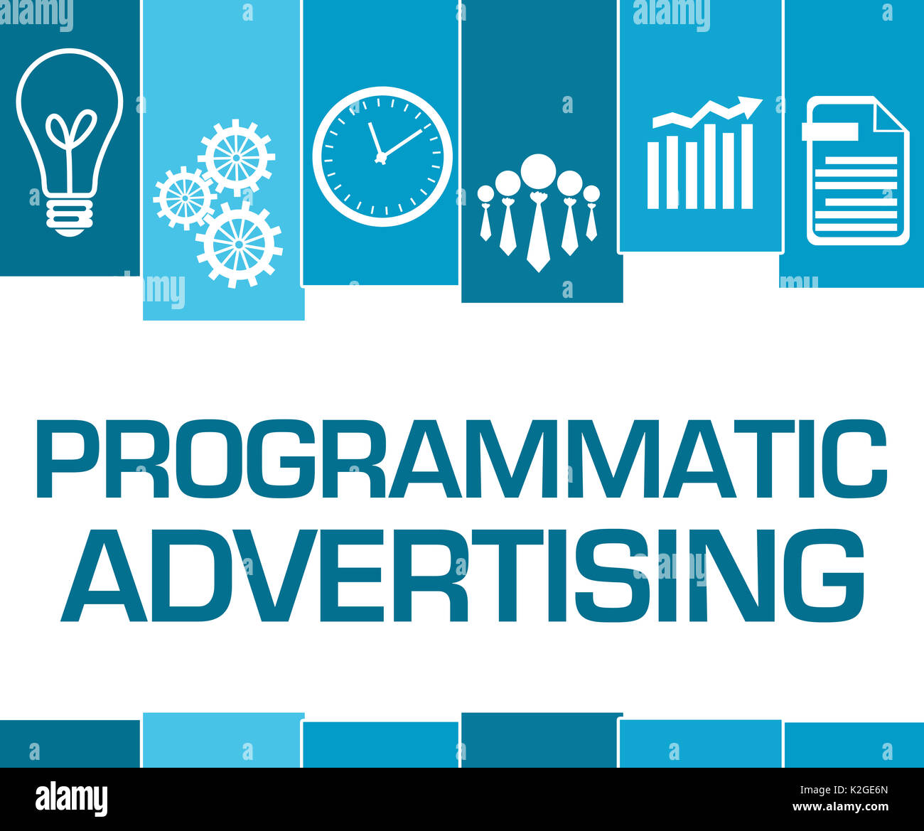 Programmatic Advertising Blue Stripes Symbols Stock Photo