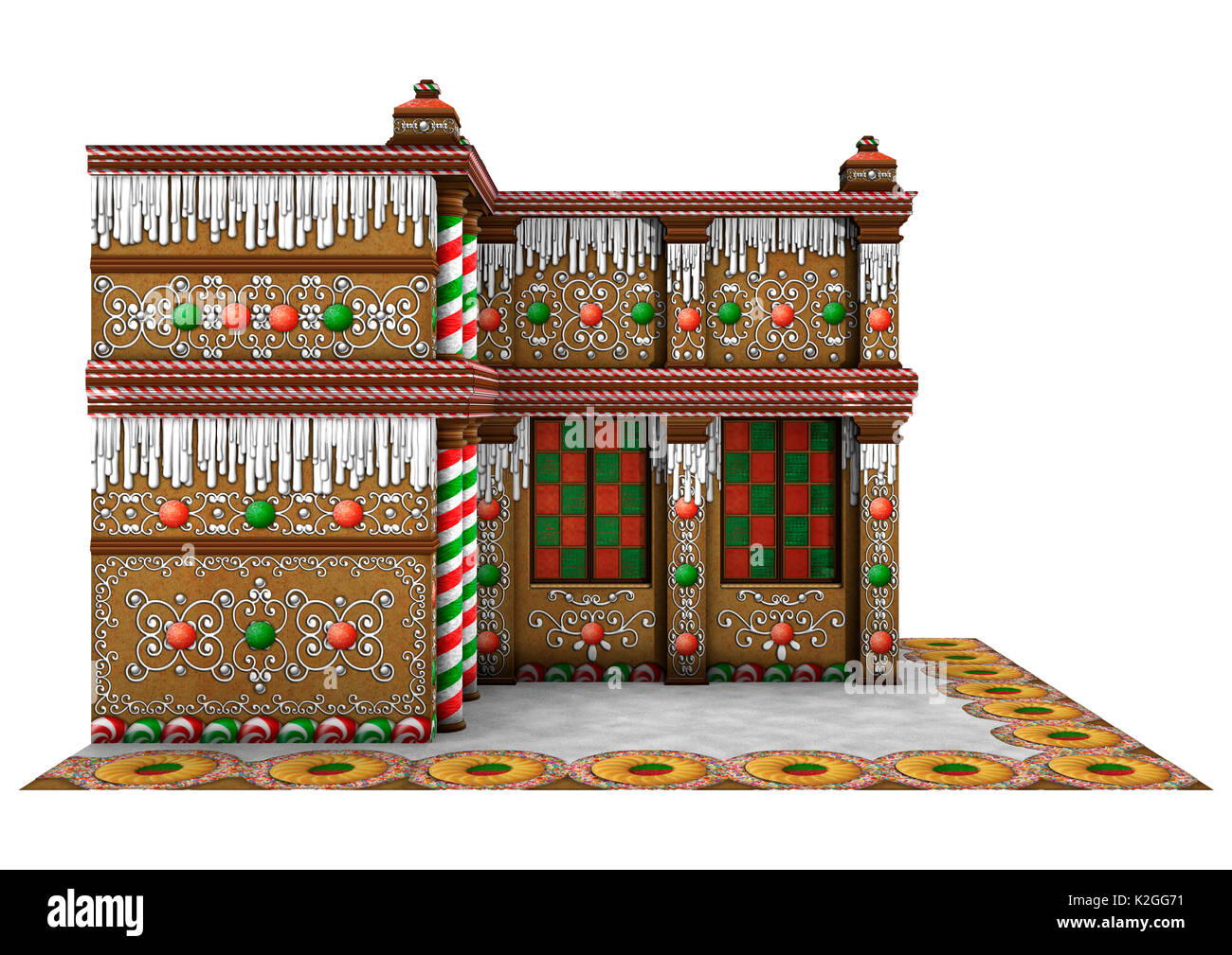 Revit Gingerbread House Rendering Tutorial 3D rendering of a Christmas Gingerbread House isolated on white ...