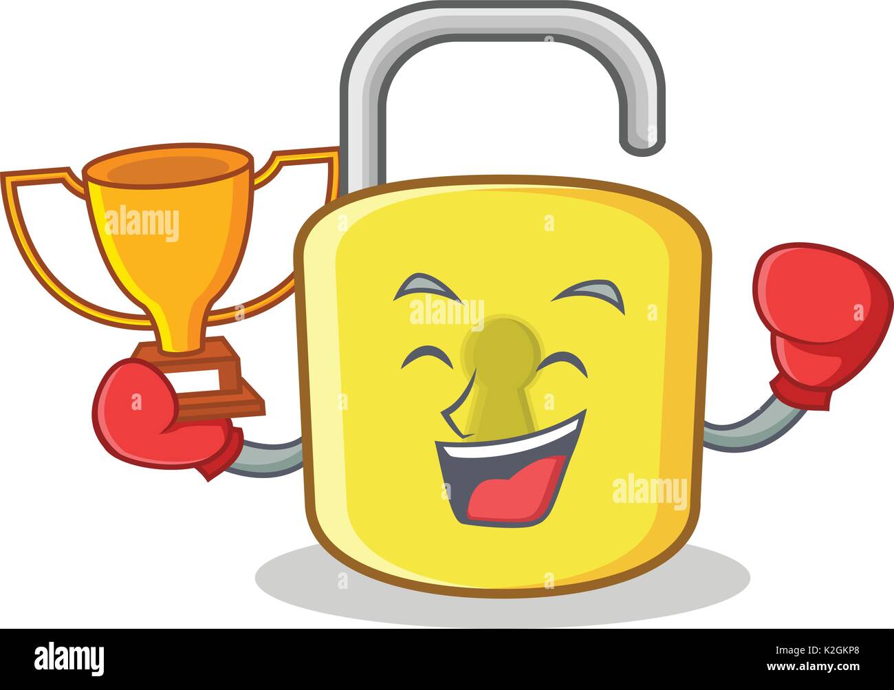Boxing winner yellow lock character mascot Stock Vector Image & Art Alamy