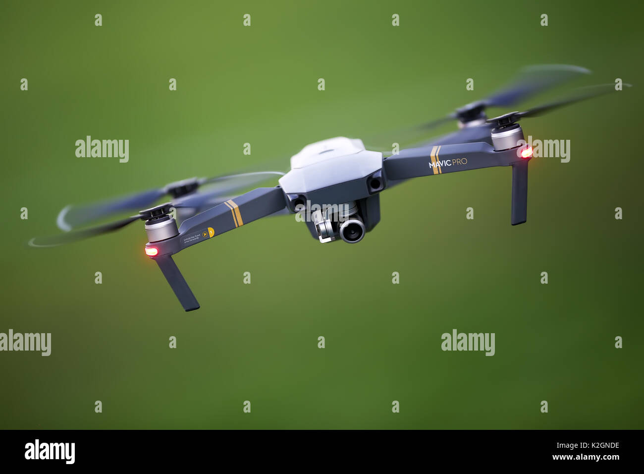 Thessaloniki, Greece, August 2, 2017: Drone quadrocopter Dji MavicPro with high resolution digital camera (High quality 4K). New tool for aerial photo Stock Photo