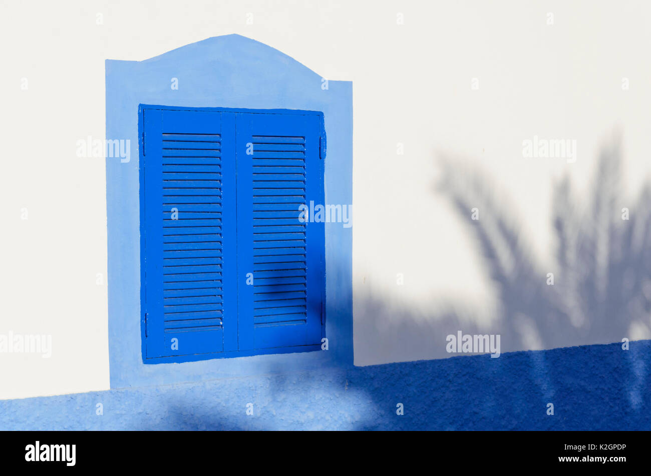 House with blue window, Puerto de las Nieves, Gran Canaria, Spain Stock Photo