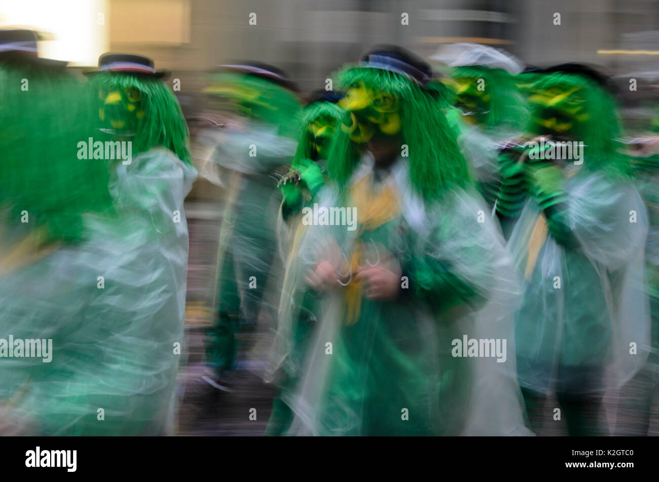 Participants of Cortège Parade, Carnival of Basel, Switzerland Stock Photo
