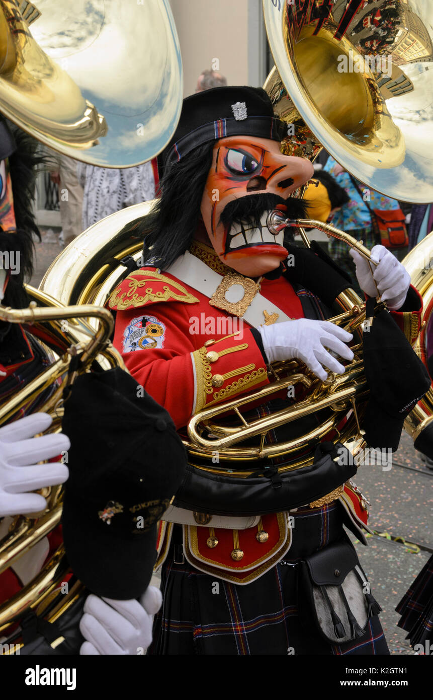 Participants of the Children and Family Fasnacht, Carnival of Basel, Switzerland Stock Photo