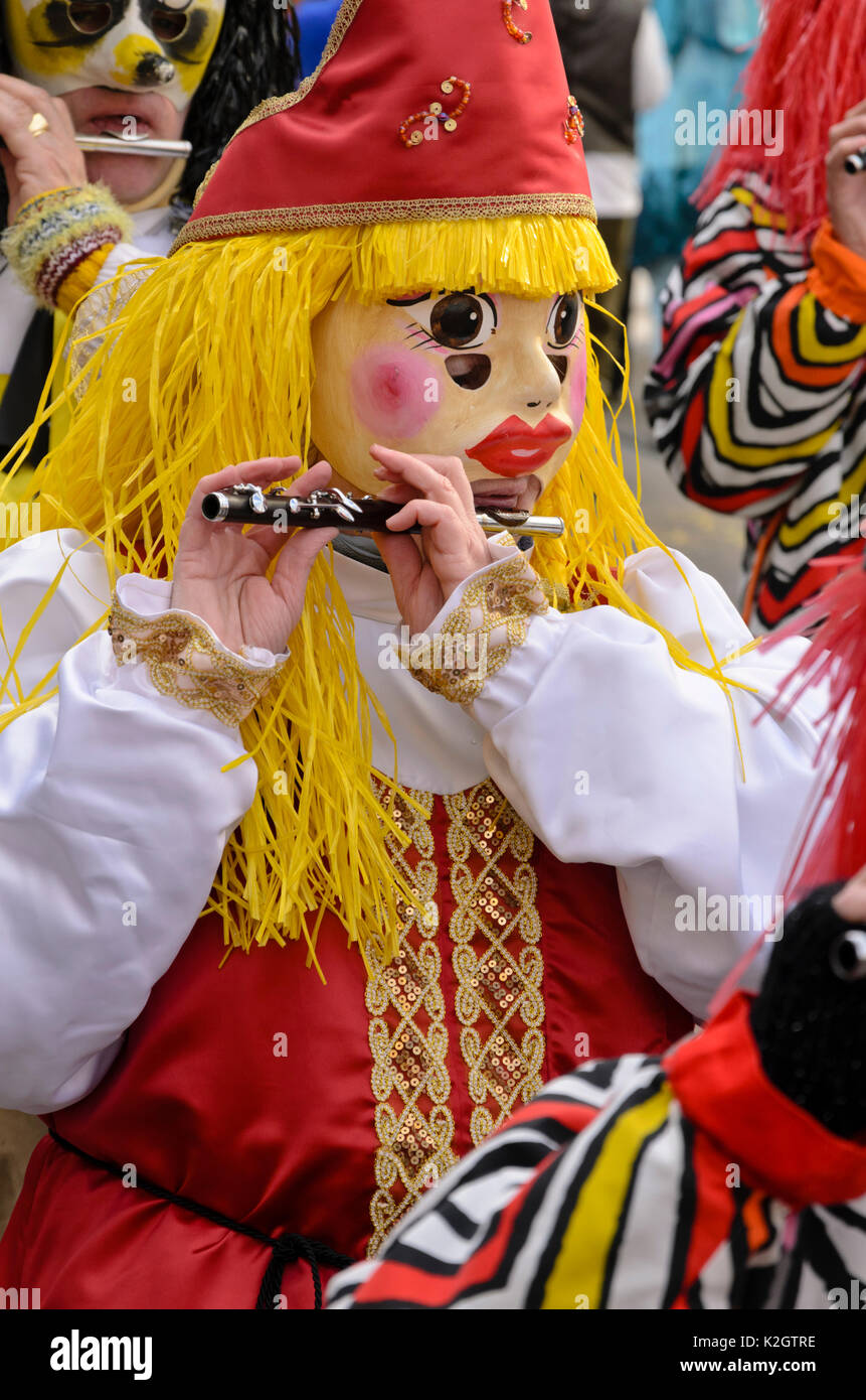Participants of the Children and Family Fasnacht, Carnival of Basel, Switzerland Stock Photo
