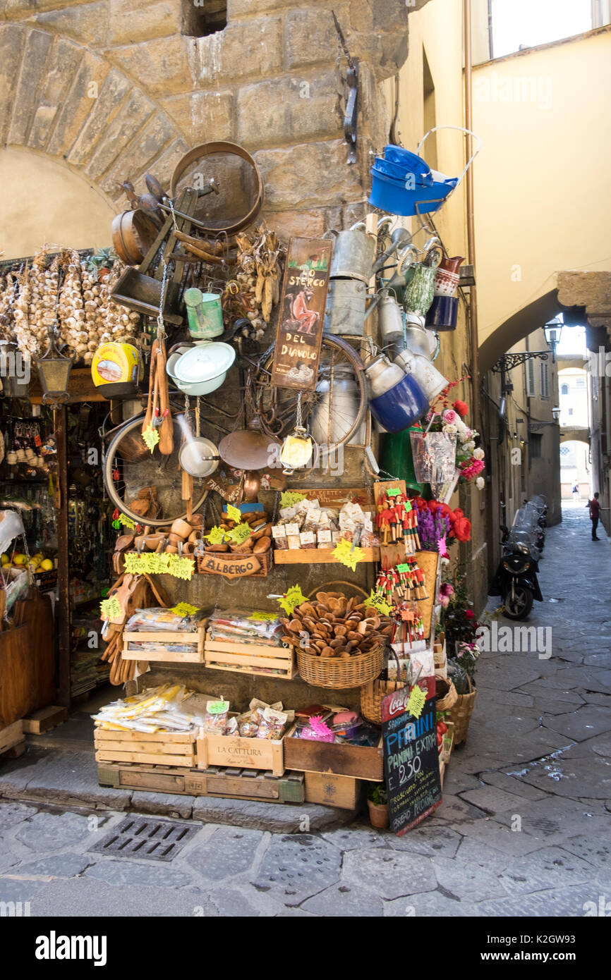 Eclectic grocery shop in Florence, Italy Stock Photo