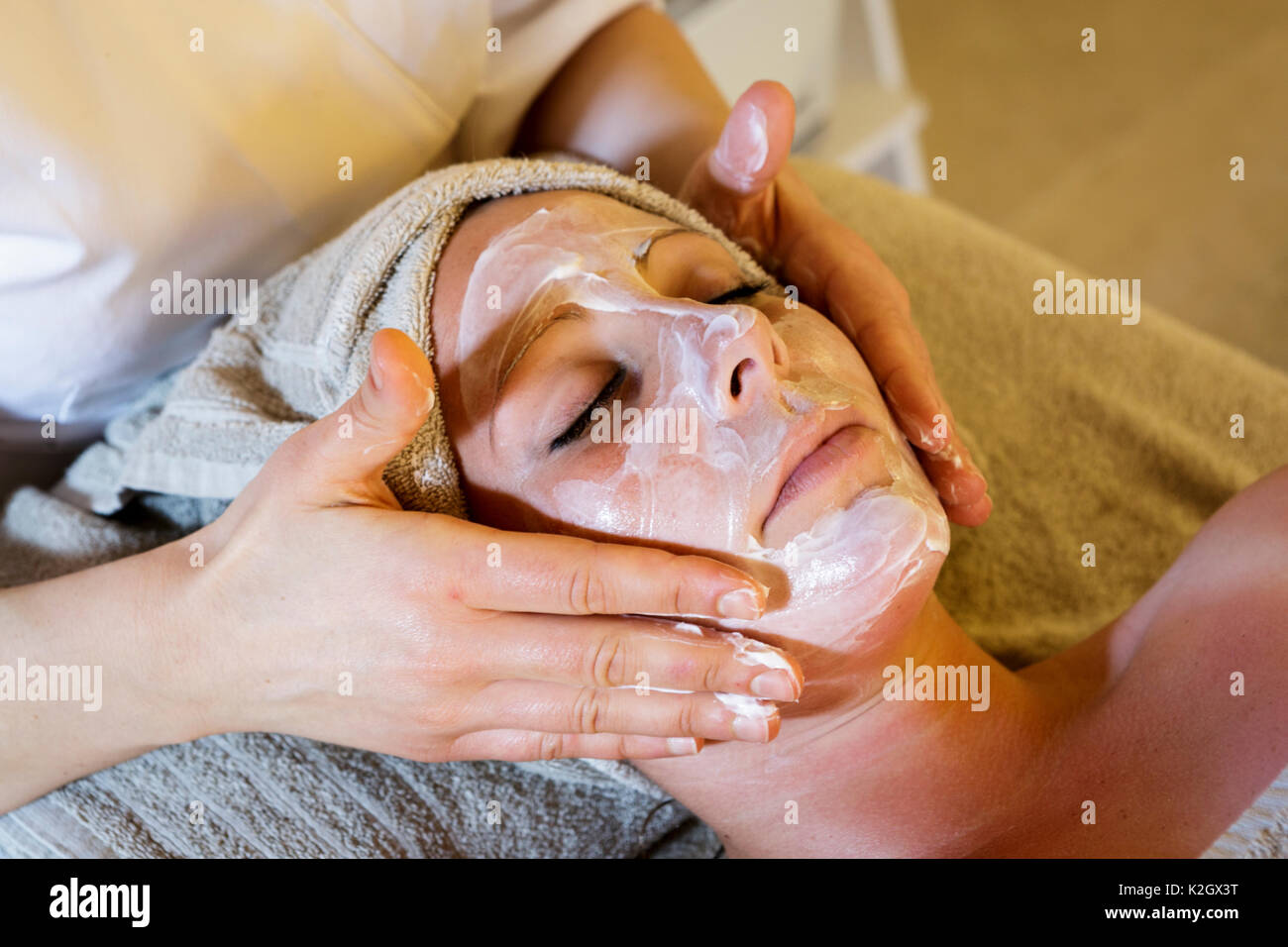 Treatment room in Spa at luxury hotel Stock Photo