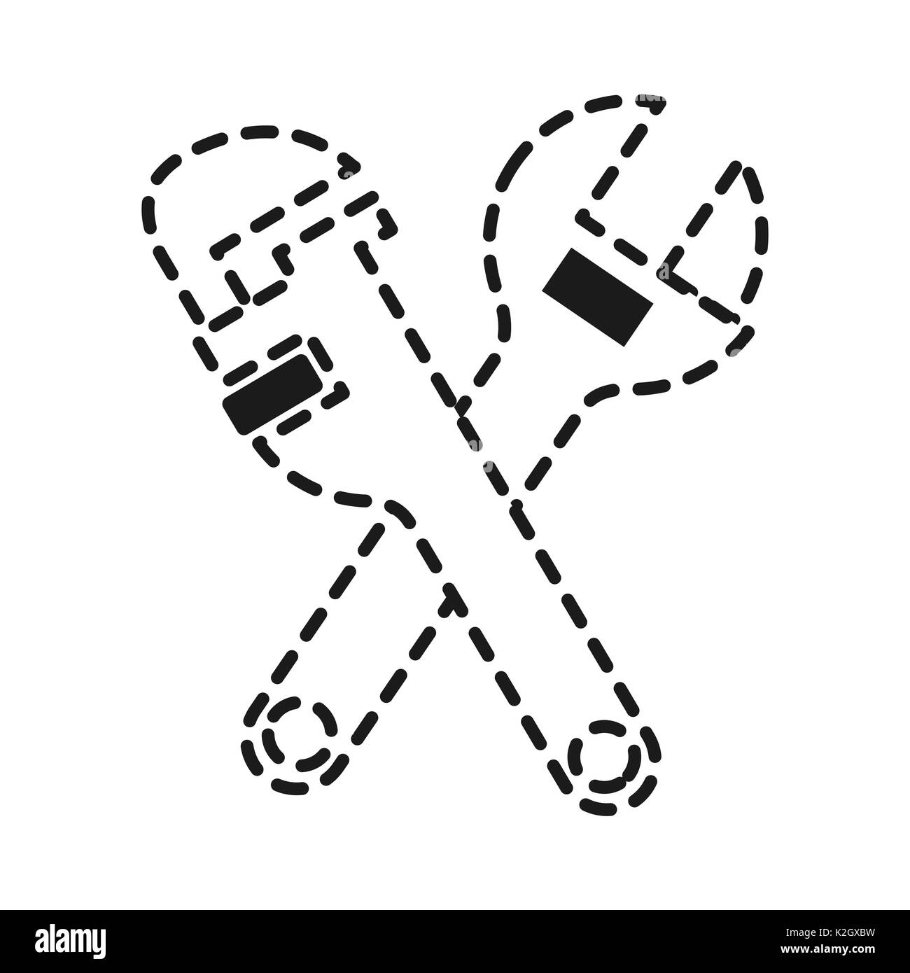 Pipe Wrench And Wrench Crossed Icon Over White Background Vector