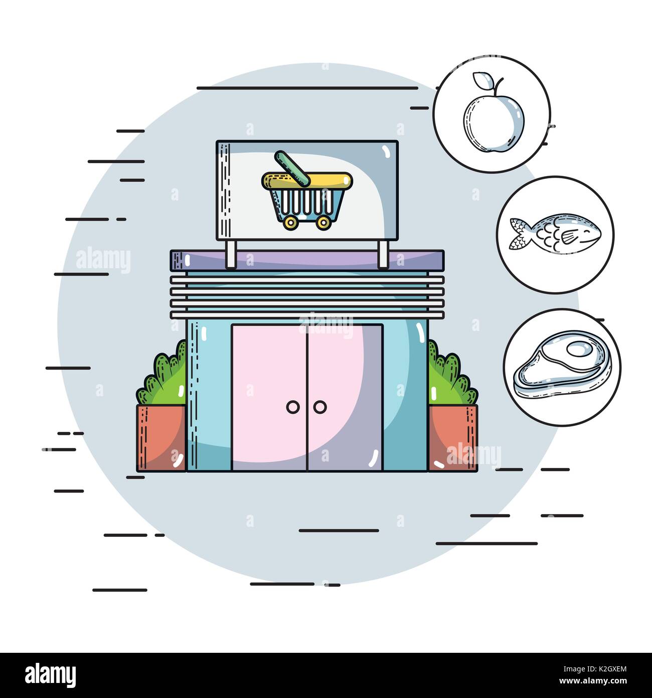 fresh supermarket products and nutrition food Stock Vector