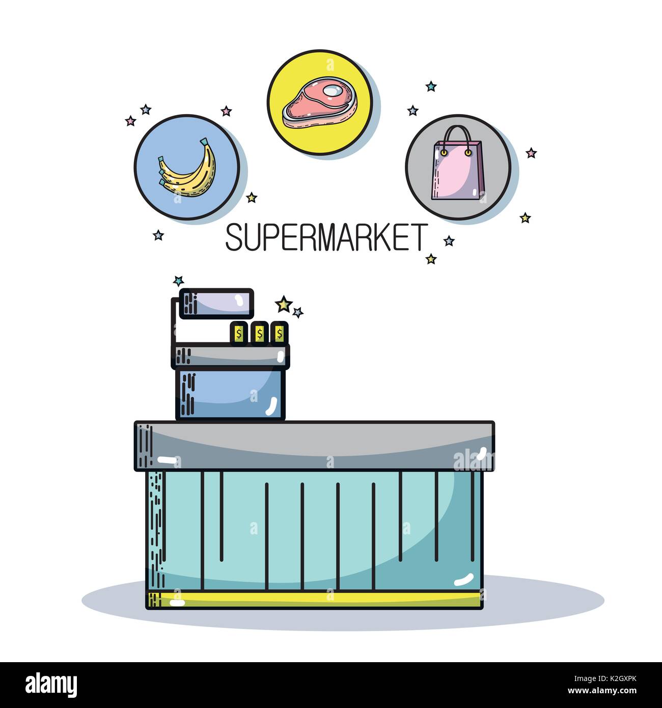 fresh supermarket products and nutrition food Stock Vector