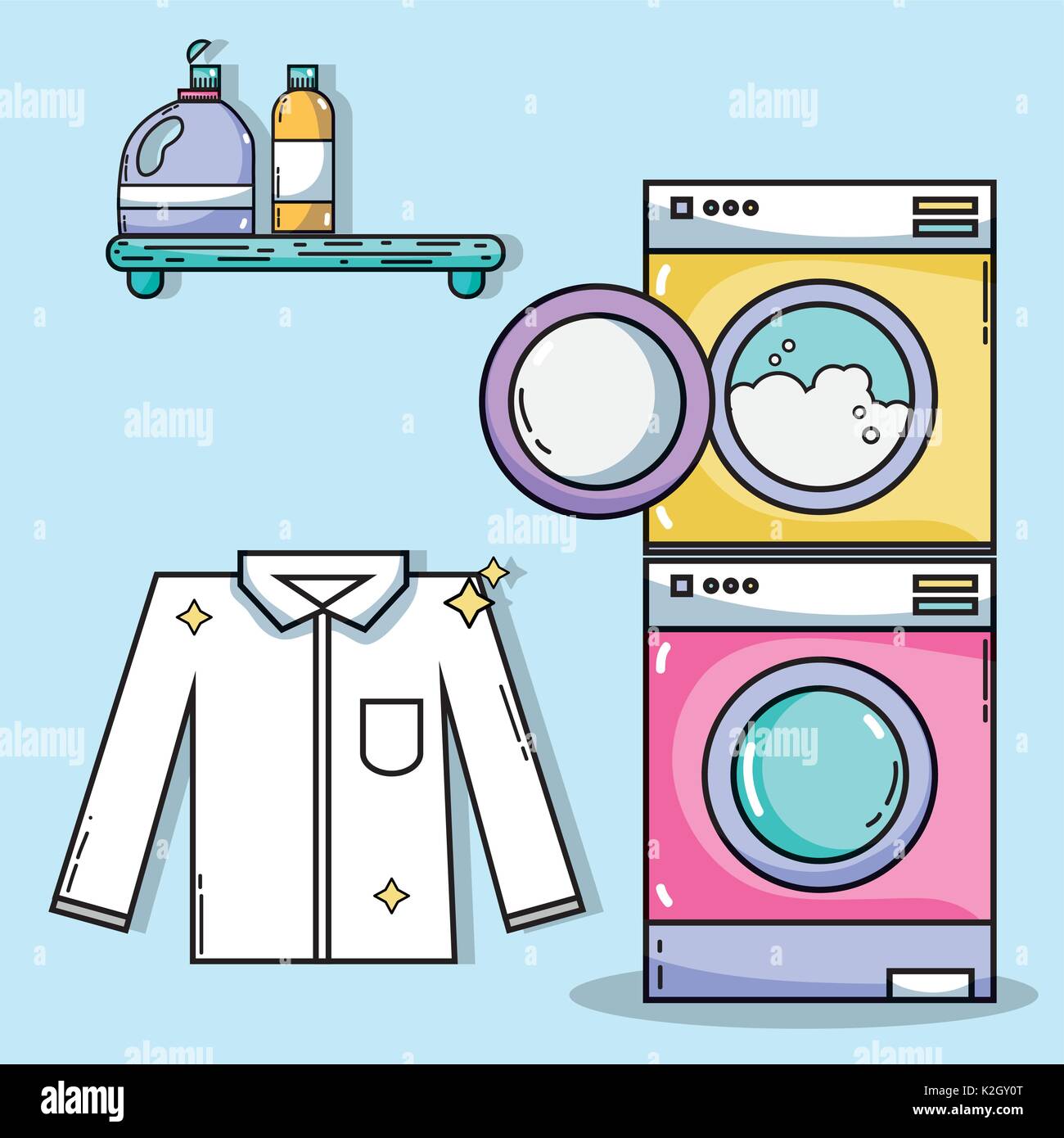 laundry equipment to clean the clothes and housework Stock Vector Image